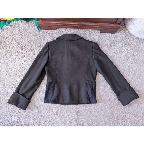 Tahari ASL Pea Coat Blazer Womens 6 Brown Wool Career Work Preppy Old Money - Picture 2 of 9